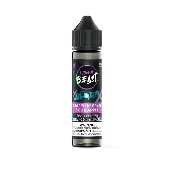FLAVOUR BEAST E LIQUID GRAPPLIN GRAPE SOUR APPLE 20MG/60MG