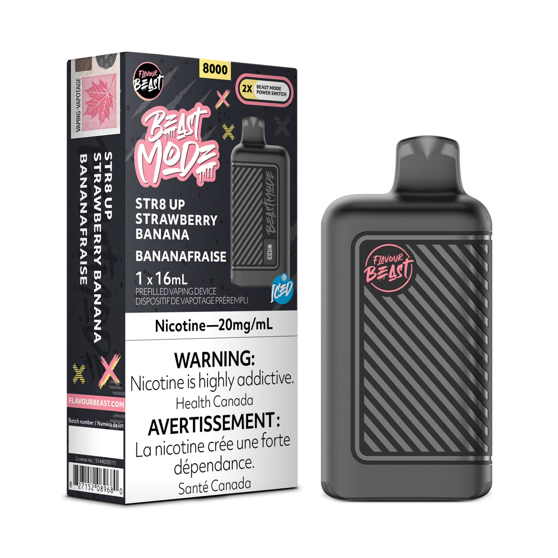 FLAVOUR BEAST MODE 8K STR8 UP STRAWBERRY BANANA/ON