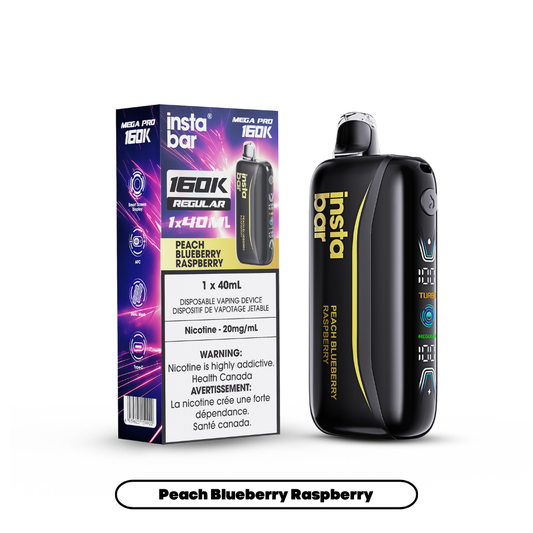INSTA BAR MEGA PRO 40MLS PEACH BLUEBERRY RASPBERRY