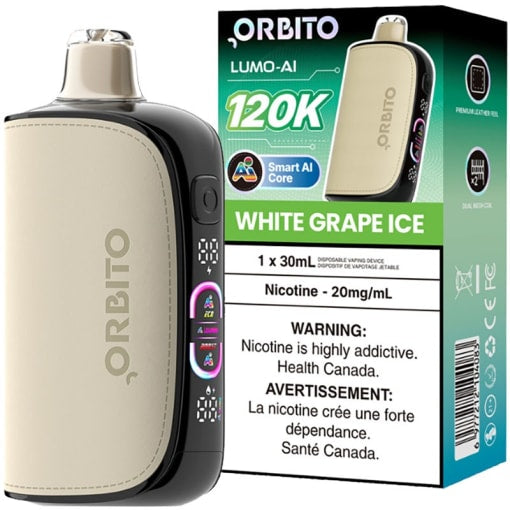 Orbito Lumo AI 120K Disposable Vape: White Grape Ice (30mL)