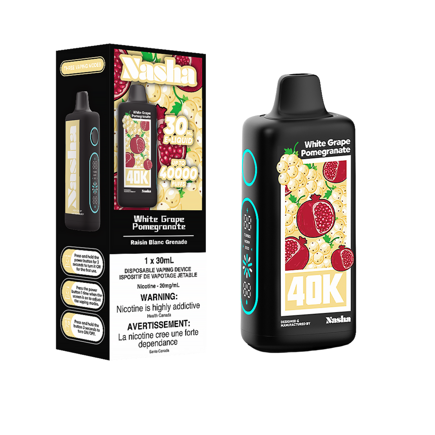 NASHA 40K WHITE GRAPE POMEGRANATE