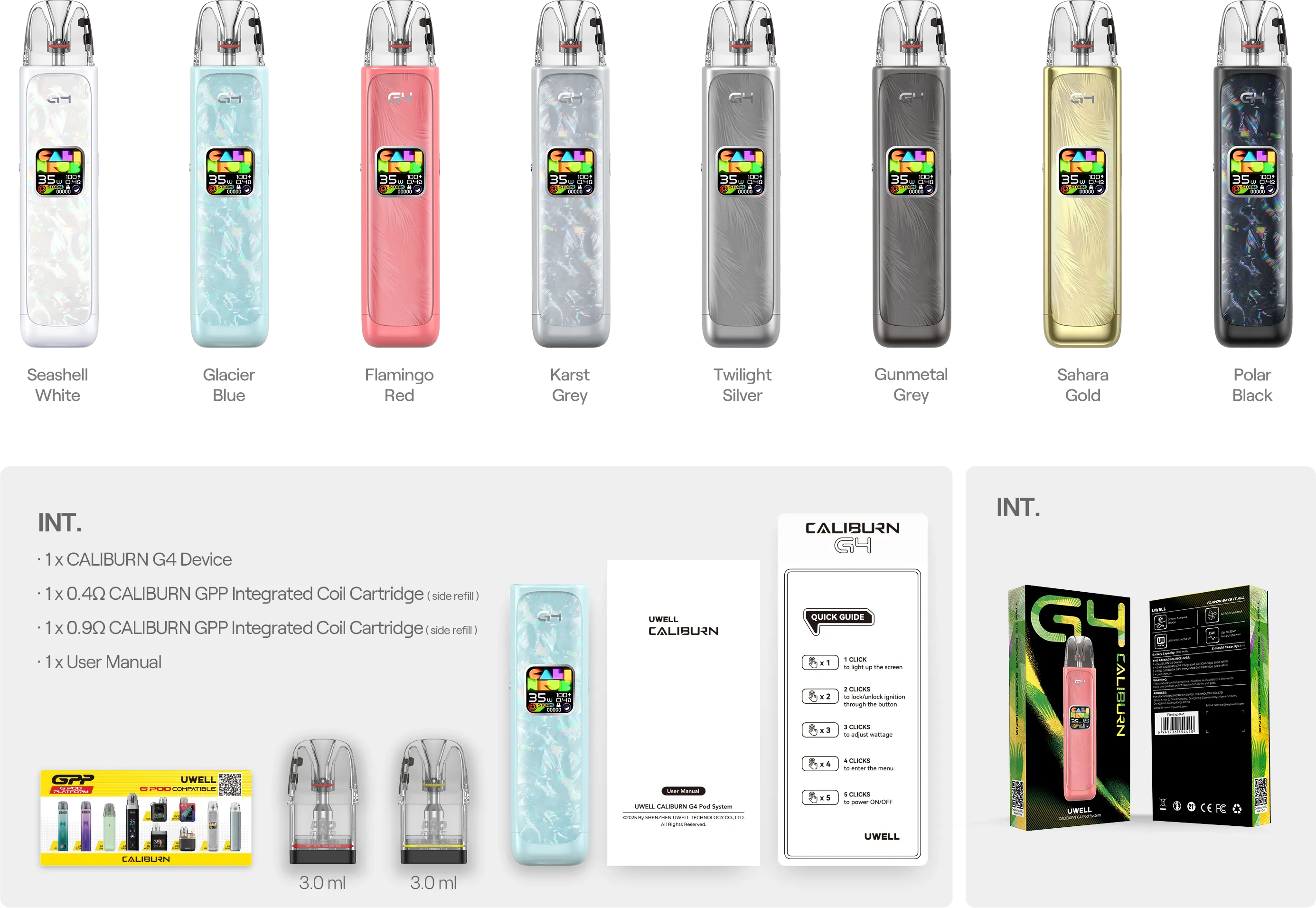 UWELL CALIBURN G4 POD KIT POLAR BLACK