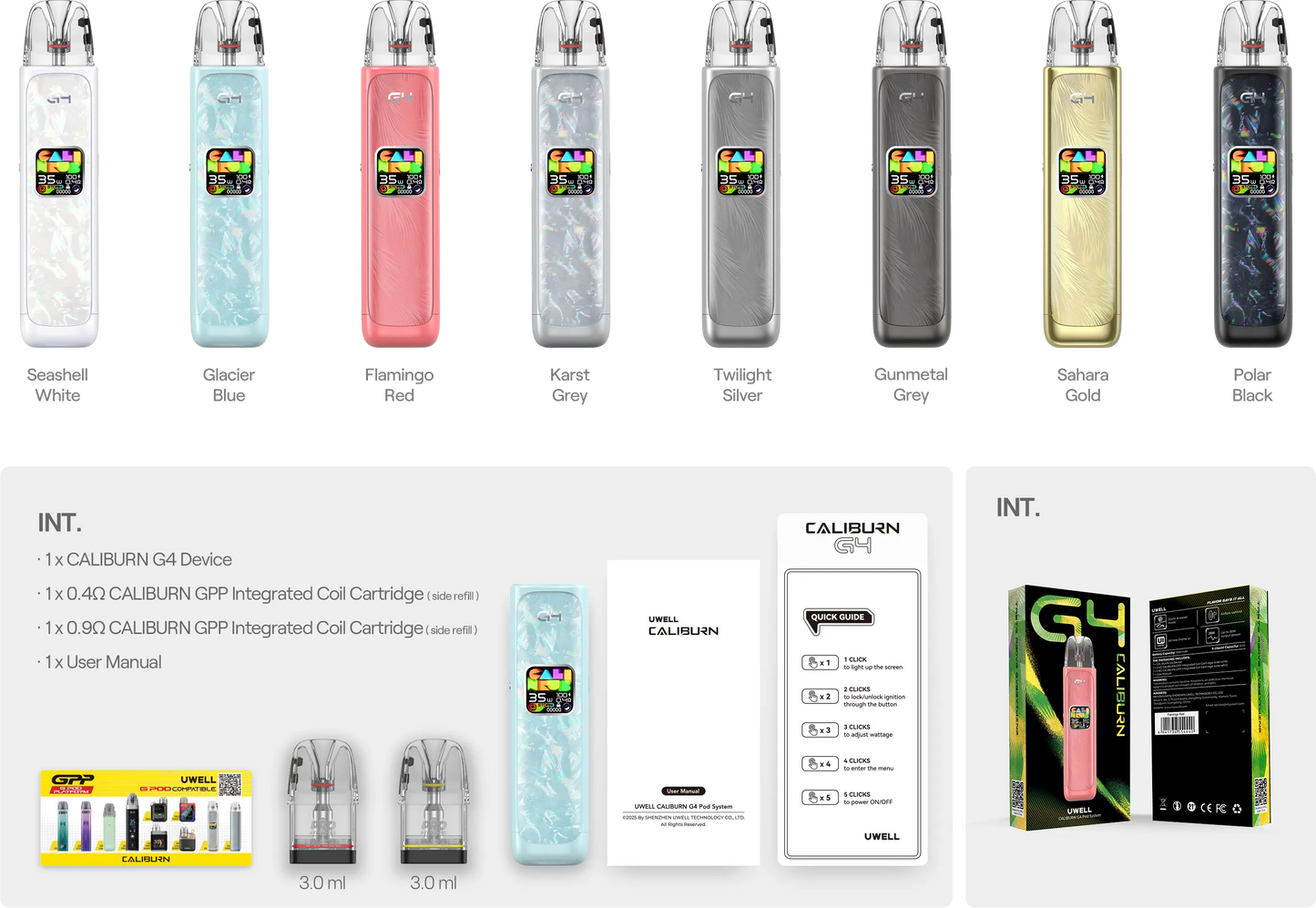 UWELL CALIBURN G4 POD KIT POLAR BLACK