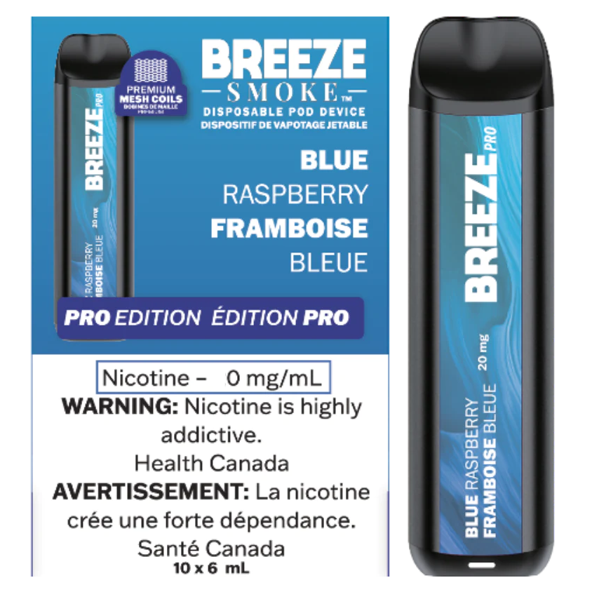 BREEZE BLUE RASPBERRY ZERO NICOTINE DISPOSABLE