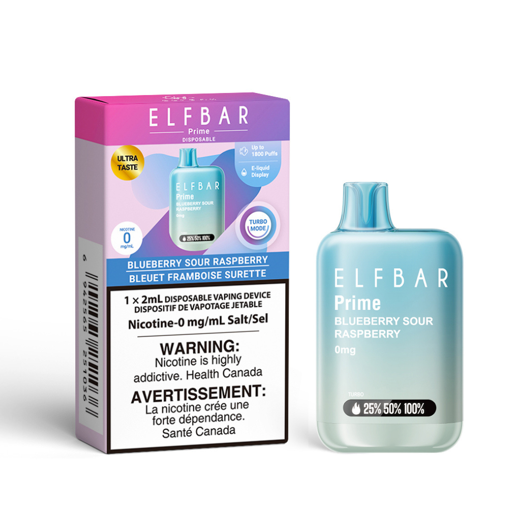 ELFBAR PRIME 1800 ZERO NICOTINE BLUEBERRY SOUR RASPBERRY