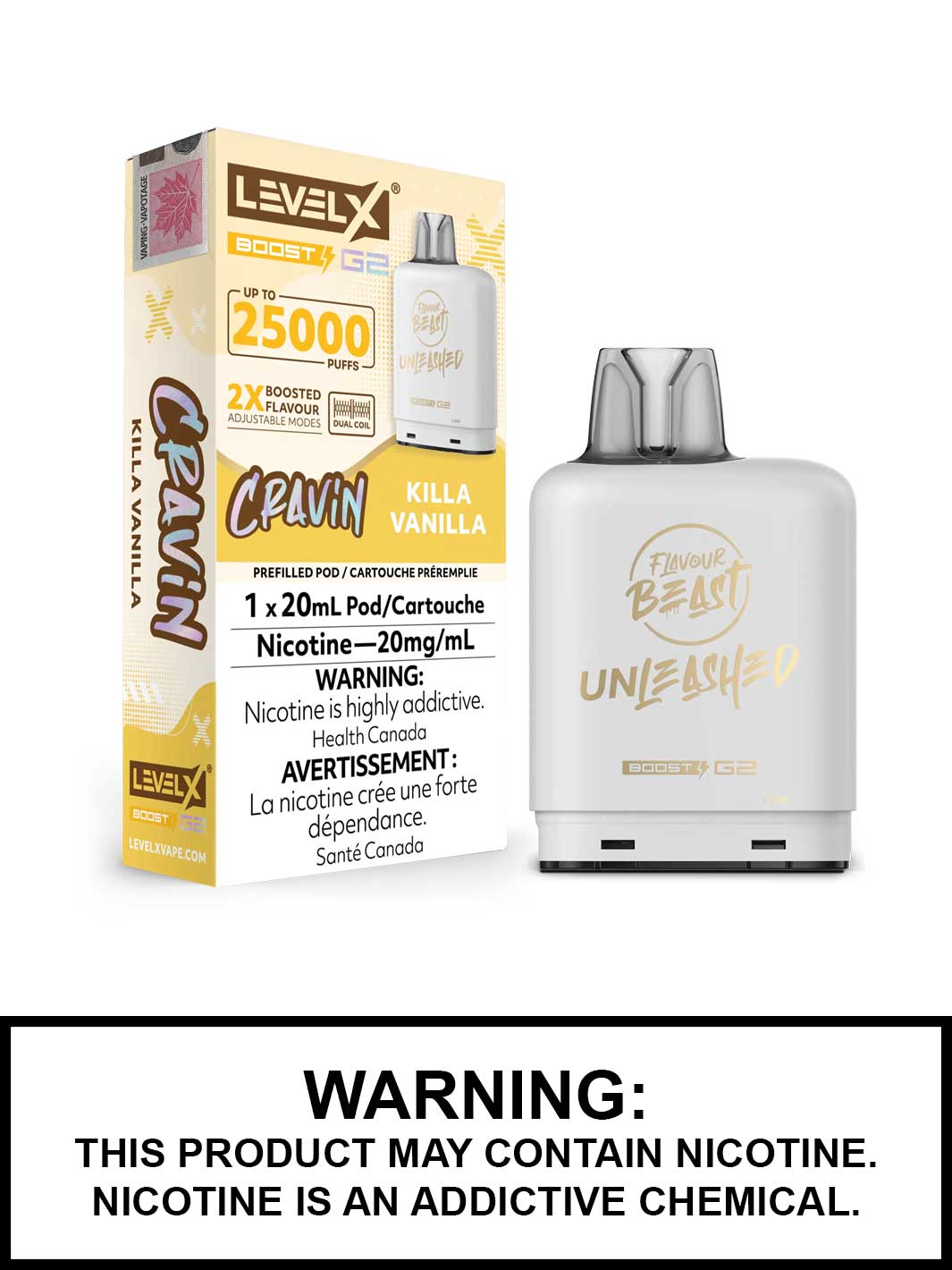FLAVOUR BEAST UNLEASHED LEVEL X G2 POD 25000 KILLA VANILLA