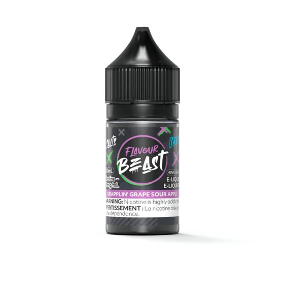 FLAVOUR BEAST E LIQUID GRAPPLING GRAPE SOUR APPLE ICED 20MG/30MIL
