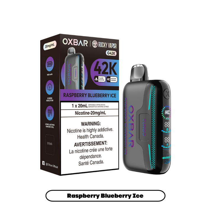 OXBAR ROCKY VAPOR 42K RASPBERRY BLUEBERRY ICE